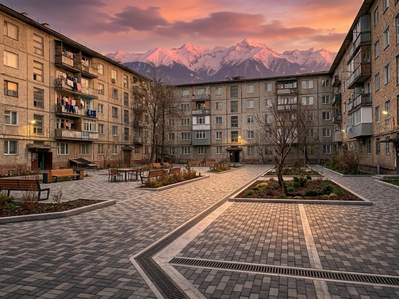 После: Укладка брусчатки во дворе